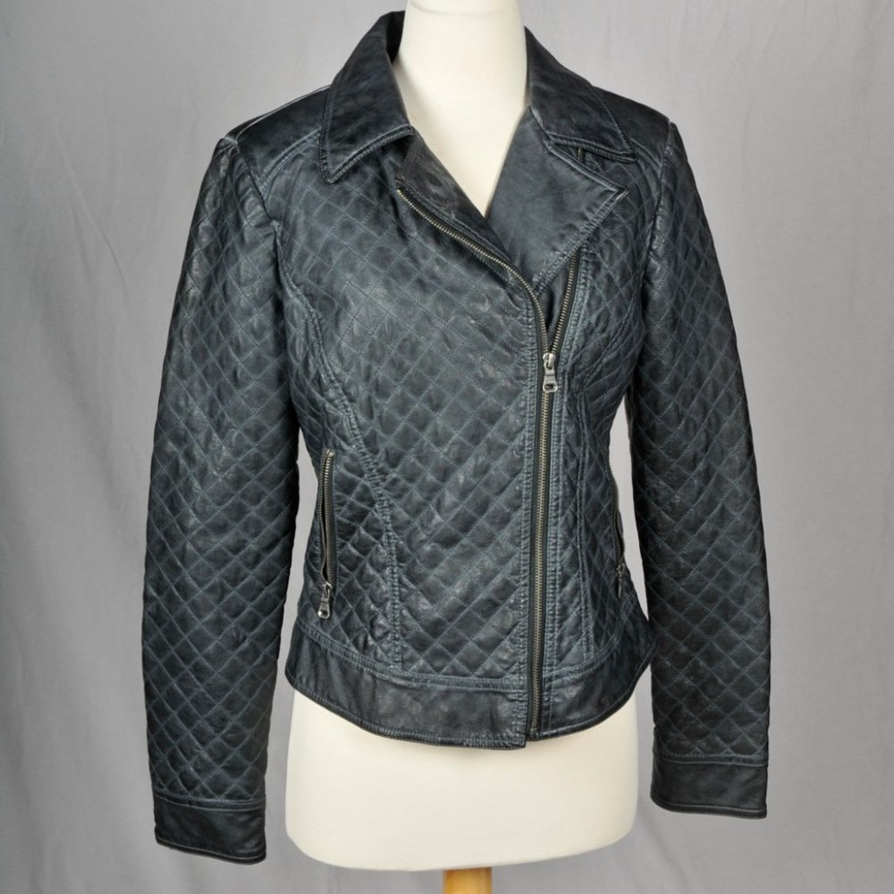 Guess Quilted Faux Leather Motorcycle Jacket, Size M